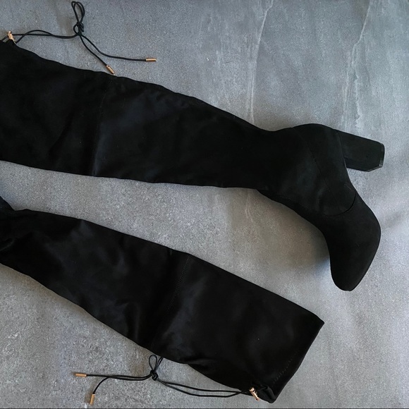 Black Suede Over-the-Knee Boots